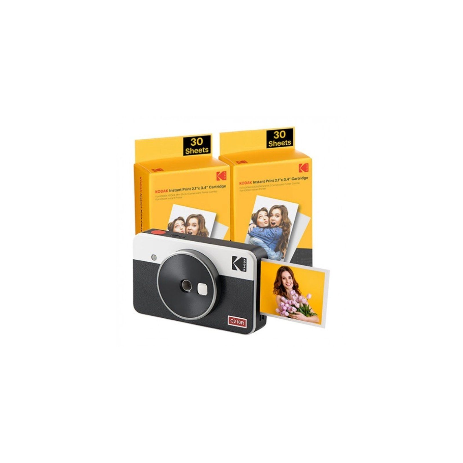 ph2KODAK MINI SHOT 2 RETRO C210RW PORTABLE WIRELESS CAMERA AND PHOTO BUNDLE 21X34 WHITE h2ul liCOMBO DE CaMARA IMPRESORA lleve 