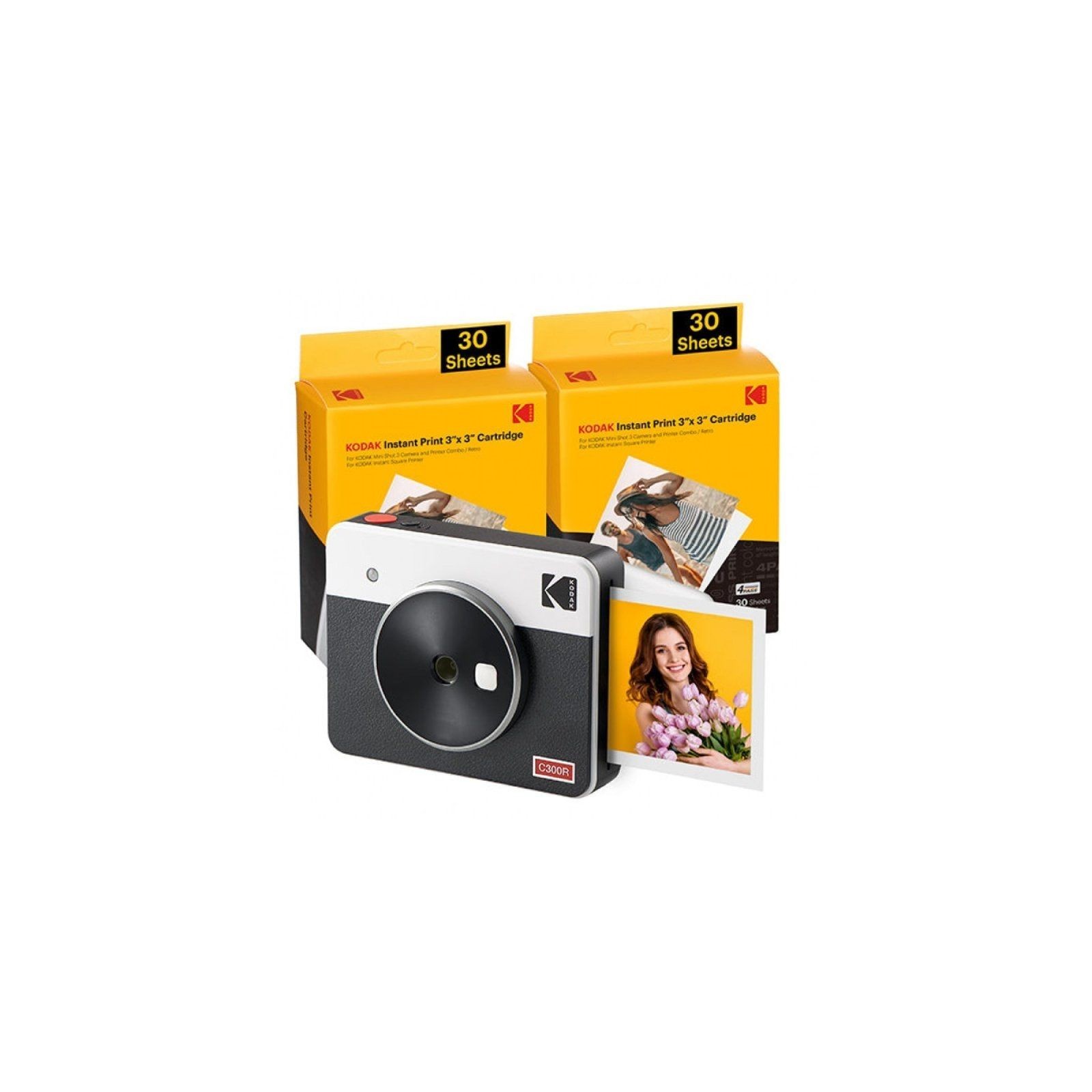 ph2KODAK MINI SHOT 3 RETRO C300RW60 PORTABLE INSTANT CAMERA AND PHOTO PRINTER BUNDLE 3X3 WHITE h2ul liKodak Mini Shot 3 Retr2 I