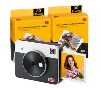 ph2KODAK MINI SHOT 3 RETRO C300RW60 PORTABLE INSTANT CAMERA AND PHOTO PRINTER BUNDLE 3X3 WHITE h2ul liKodak Mini Shot 3 Retr2 I