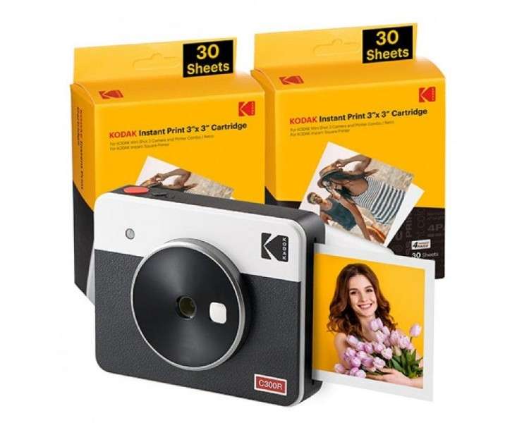 ph2KODAK MINI SHOT 3 RETRO C300RW60 PORTABLE INSTANT CAMERA AND PHOTO PRINTER BUNDLE 3X3 WHITE h2ul liKodak Mini Shot 3 Retr2 I