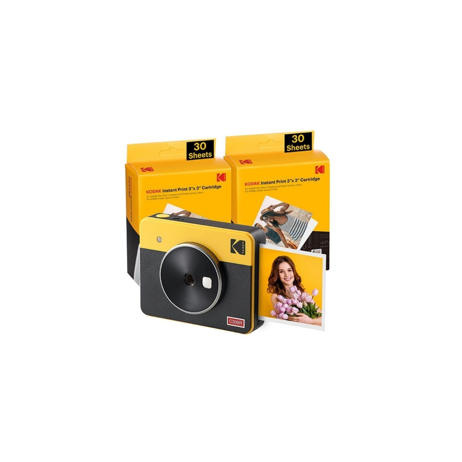 ph2KODAK MINI SHOT 3 RETRO C300RW60 PORTABLE INSTANT CAMERA AND PHOTO PRINTER BUNDLE 3X3 YELLOWul lispan style font weight norm