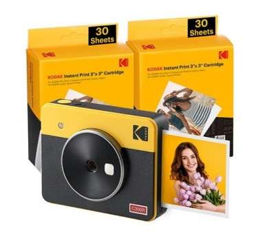 ph2KODAK MINI SHOT 3 RETRO C300RW60 PORTABLE INSTANT CAMERA AND PHOTO PRINTER BUNDLE 3X3 YELLOWul lispan style font weight norm