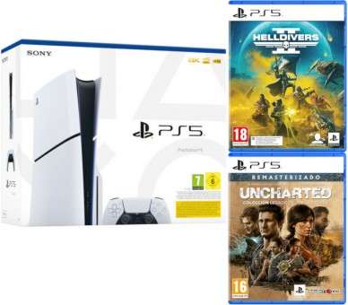 CONSOLA WHITE SLIM EDITION + DUALSENSE (1TB) + HELLDIVERS II + UNCHARTED COL.LEGADO DE LOS LADRONES