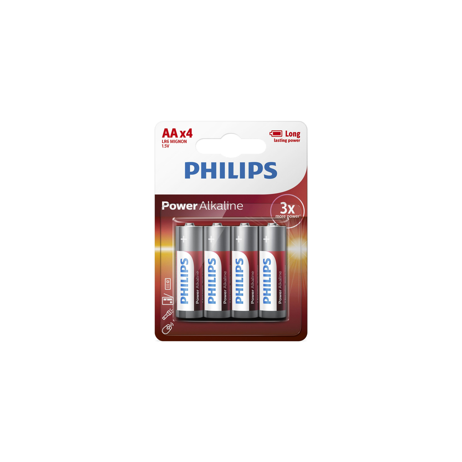 PACK DE 4 PILAS AA PHILIPS LR6P4B 10 15V ALCALINA