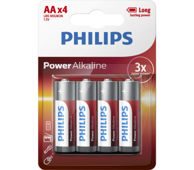 PACK DE 4 PILAS AA PHILIPS LR6P4B 10 15V ALCALINA