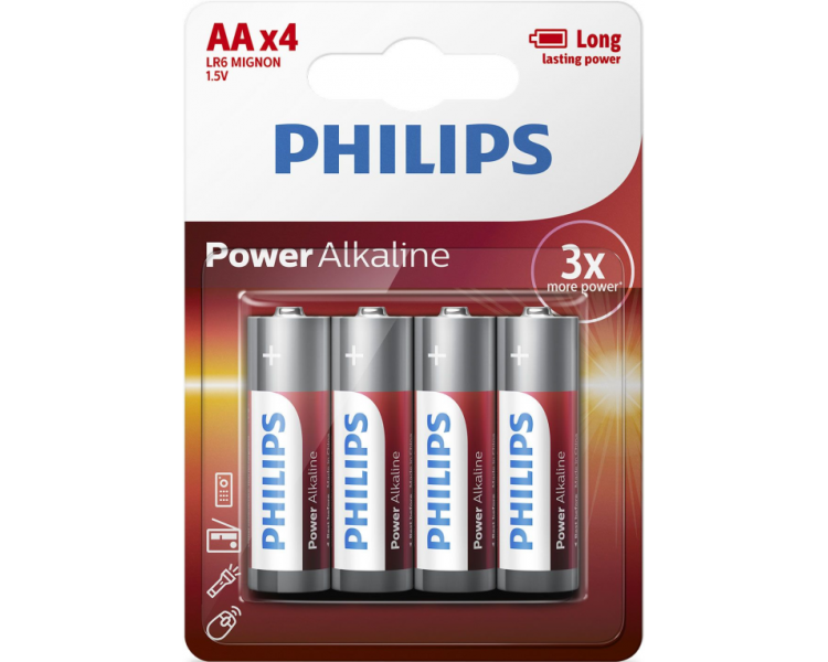 PACK DE 4 PILAS AA PHILIPS LR6P4B 10 15V ALCALINA