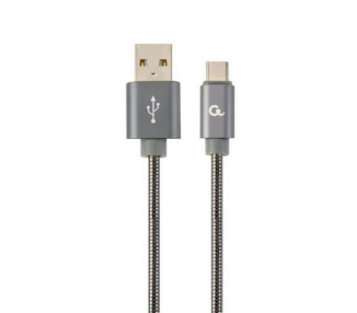 CABLE DE CARGA Y DATOS GEMBIRD USB TIPO C DE METAL EN ESPIRAL PREMIUM 1 M GRIS