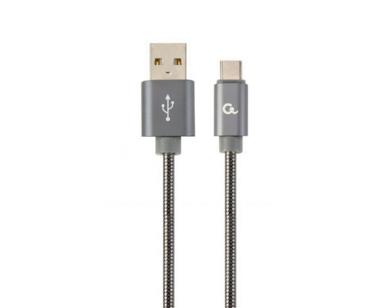 CABLE DE CARGA Y DATOS GEMBIRD USB TIPO C DE METAL EN ESPIRAL PREMIUM 1 M GRIS