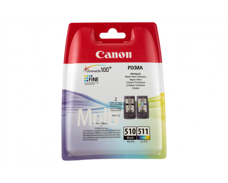 TINTA CANON PG510 CL511 PACK NEGRO CIAN MAGENTA AMARILLO