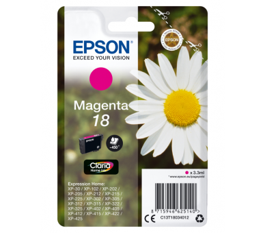 TINTA EPSON CLARIA 18 MAGENTA XP102 205 305 322 405 422