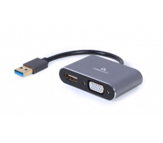 ADAPTADOR DE PANTALLA GEMBIRD USB A HDMI VGA GRIS ESPACIAL