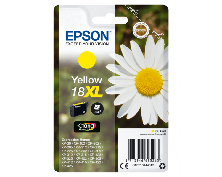 TINTA EPSON EXPRESION HOME 18XL AMARILLO XP102 205 215 305 405