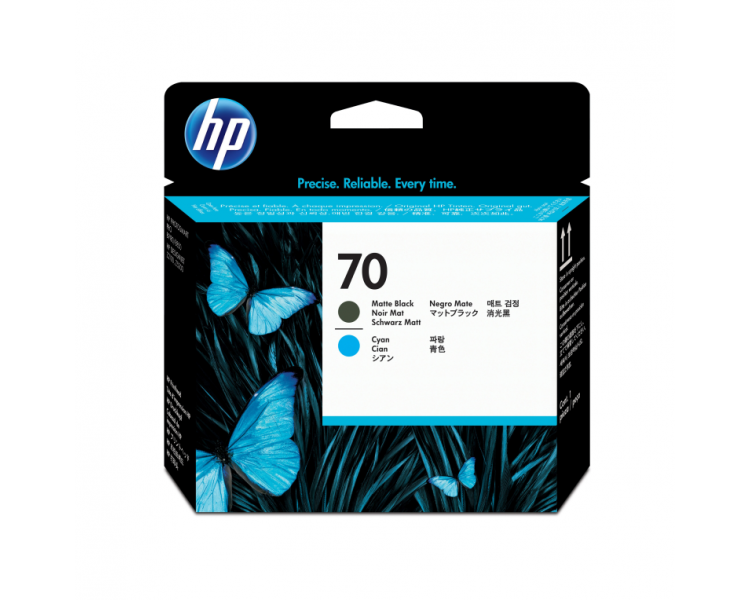 CABEZAL HP 70 NEGRO MATE Y CIAN