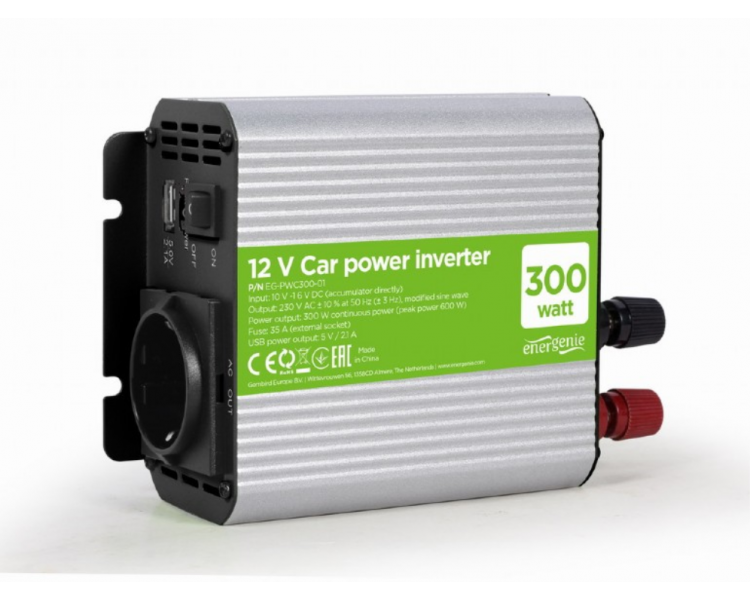 INVERSOR DE CORRIENTE GEMBIRD PARA COCHE DE 12 V 300 W