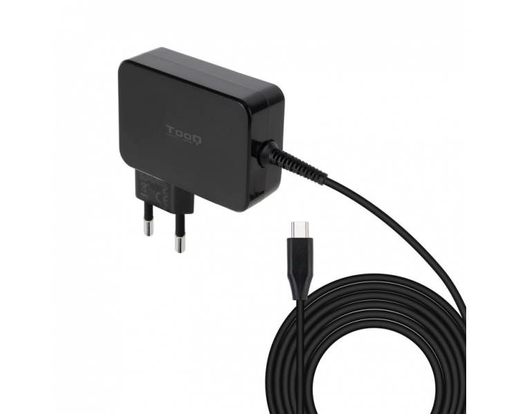 CARGADOR TOOQ PORTATIL GAN USB C PD 90W NEGRO