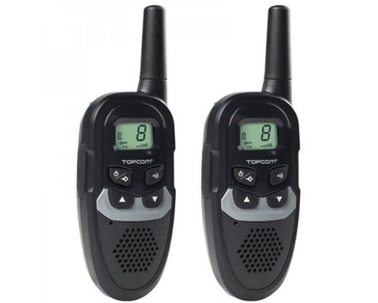 pEl walkie talkie Topcom RC 6410 es un walkie talkie practico y accesible con 8 canales para que pueda comunicarse facilmente e