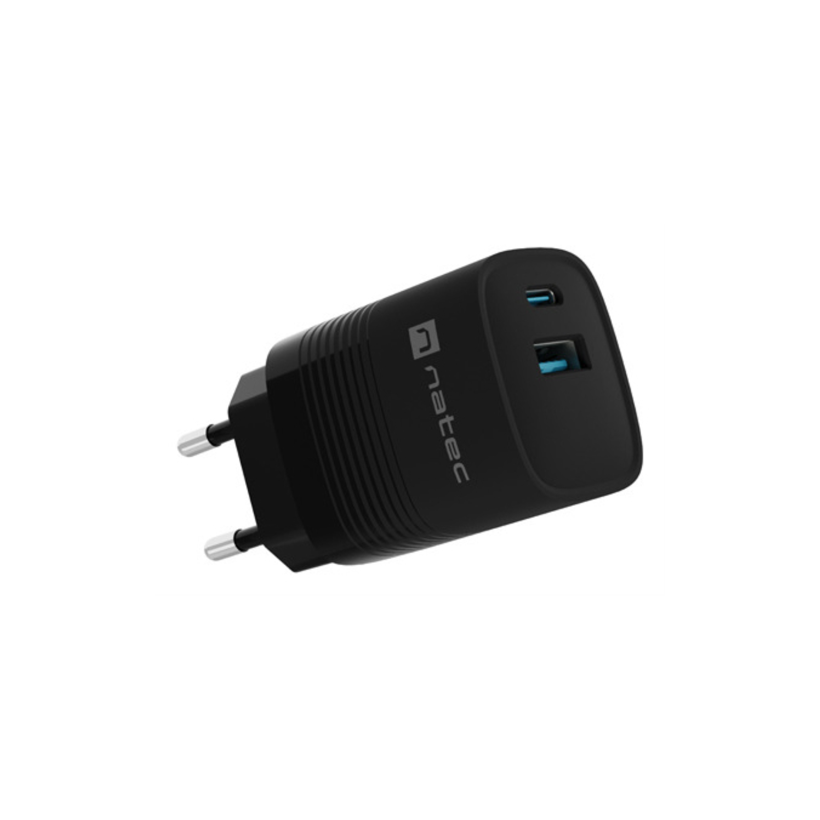 CARGADOR NATEC RIBERA GAN 30W PD30 QC30 1XUSB A 1XUSB C NEGRO