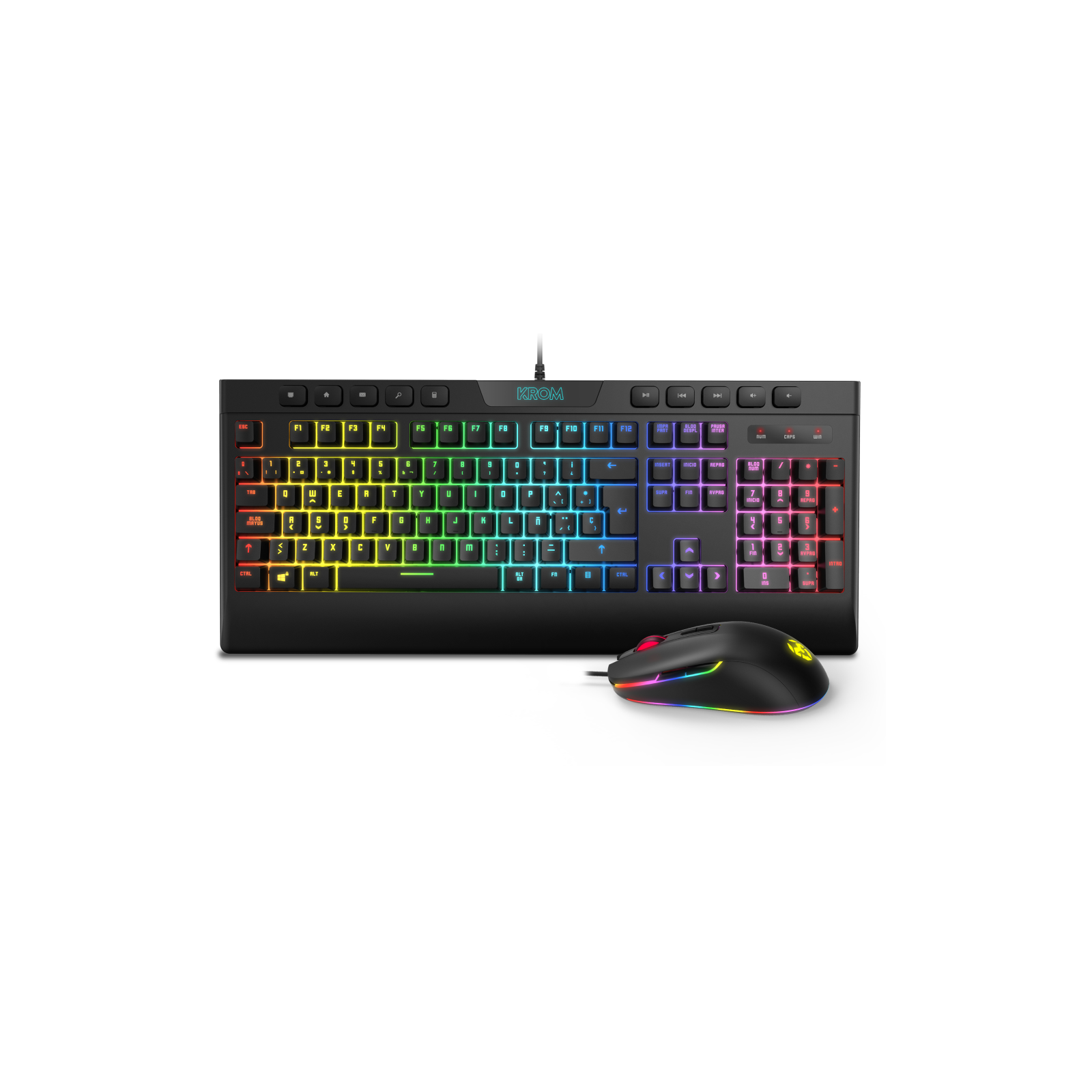 PACK KROM RGB TECLADO MEMBRANA Y RATON KALYOS