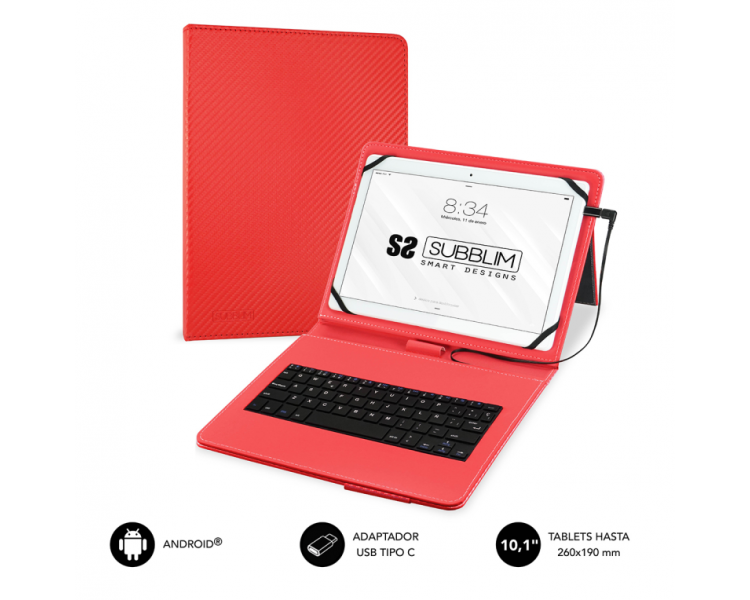 FUNDA TABLET SUBBLIM KEYTAB PRO USB 101 RED