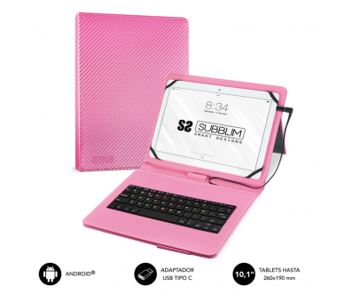 FUNDA TABLET SUBBLIM KEYTAB PRO USB 101 PINK