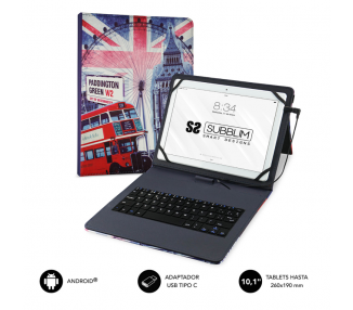 FUNDA TABLET SUBBLIM KEYTAB USB 101 ENGLAND