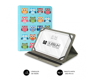 FUNDA TABLET SUBBLIM TRENDY CASE OWLS 101