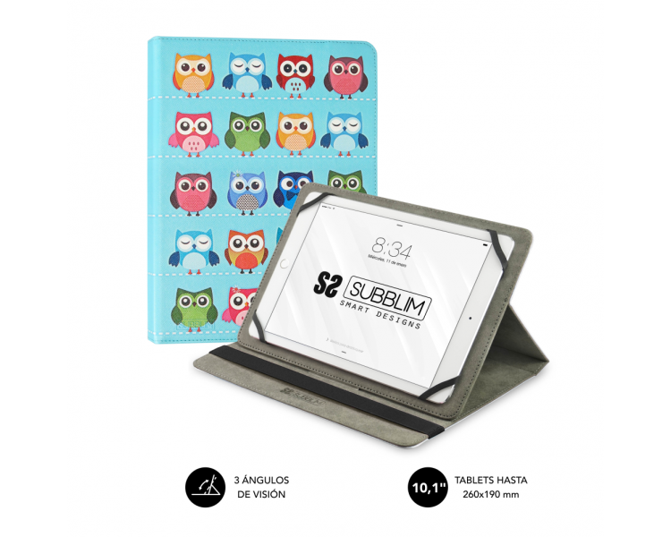 FUNDA TABLET SUBBLIM TRENDY CASE OWLS 101