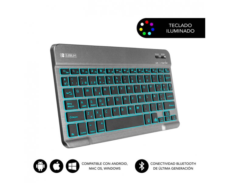 TECLADO SUBBLIM SMART BACKLIT BT KEYBOARD GREY