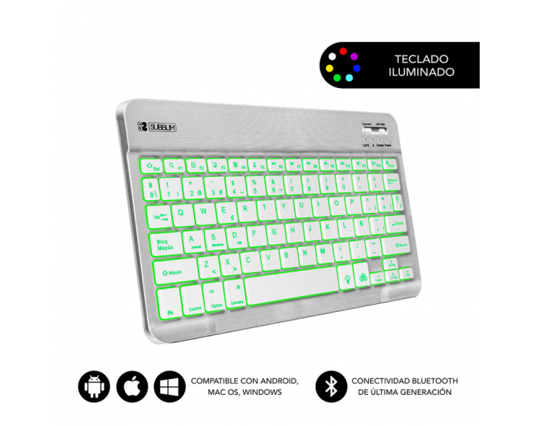 TECLADO SUBBLIM SMART BACKLIT BT KEYBOARD SILVER