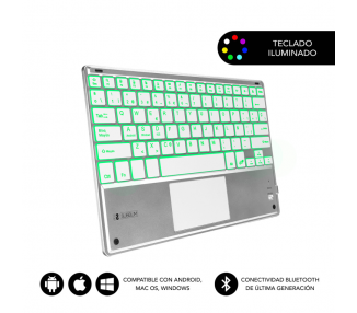 TECLADO TABLET SUBBLIM SMART BACKLIT BT KEYBOARD TOUCHPAD SILVER