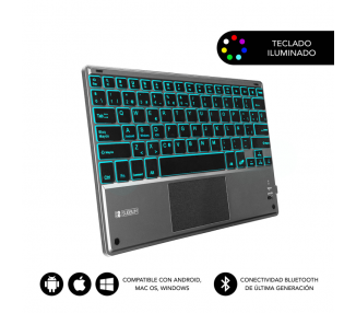 TECLADO TABLET SUBBLIM SMART BACKLIT BT KEYBOARD TOUCHPAD GREY