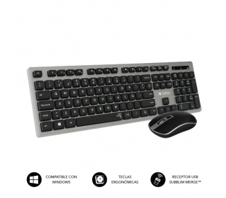 COMBO TECLADO RATON SUBBLIM WIRELESS ERGO KEYS SILENT FLAT HQ GREY