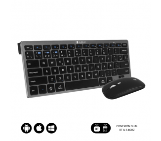 COMBO TECLADO RATON SUBBLIM MULTIDISPOSITIVO COMPACTO GRIS NEGRO BLUETOOTH