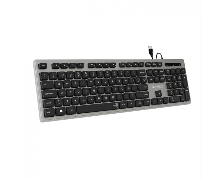 TECLADO USB SUBBLIM WIRED ERGO KEYS SILENT FLAT HQ GREY USB