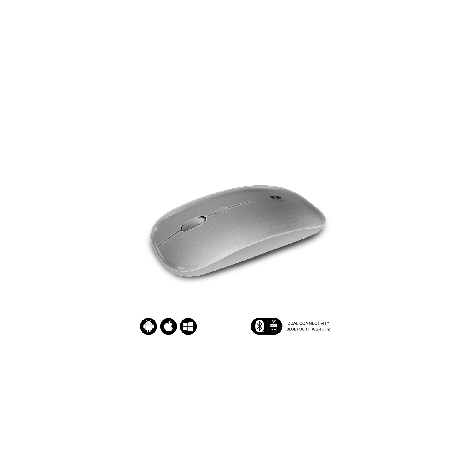 RATON SUBBLIM DUAL FLAT MOUSE SILVER RECHARGEABLE