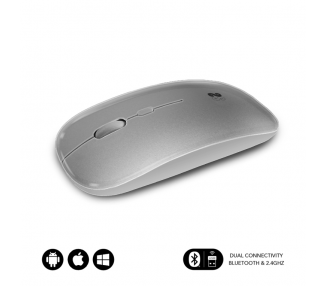 RATON SUBBLIM DUAL FLAT MOUSE SILVER RECHARGEABLE