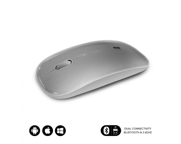 RATON SUBBLIM DUAL FLAT MOUSE SILVER RECHARGEABLE