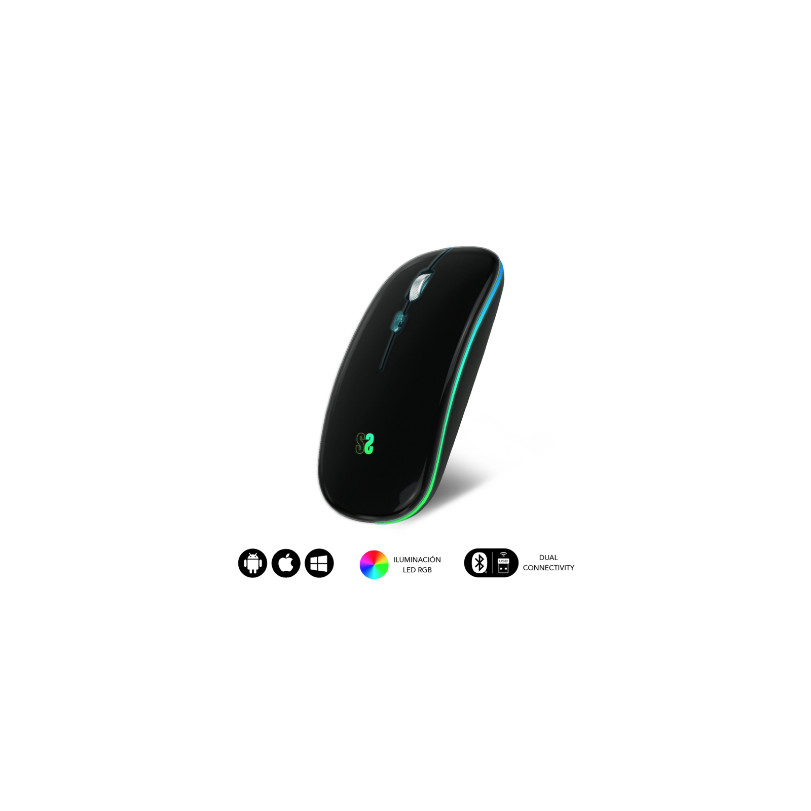 RATON SUBBLIM LED DUAL FLAT MOUSE BLACK