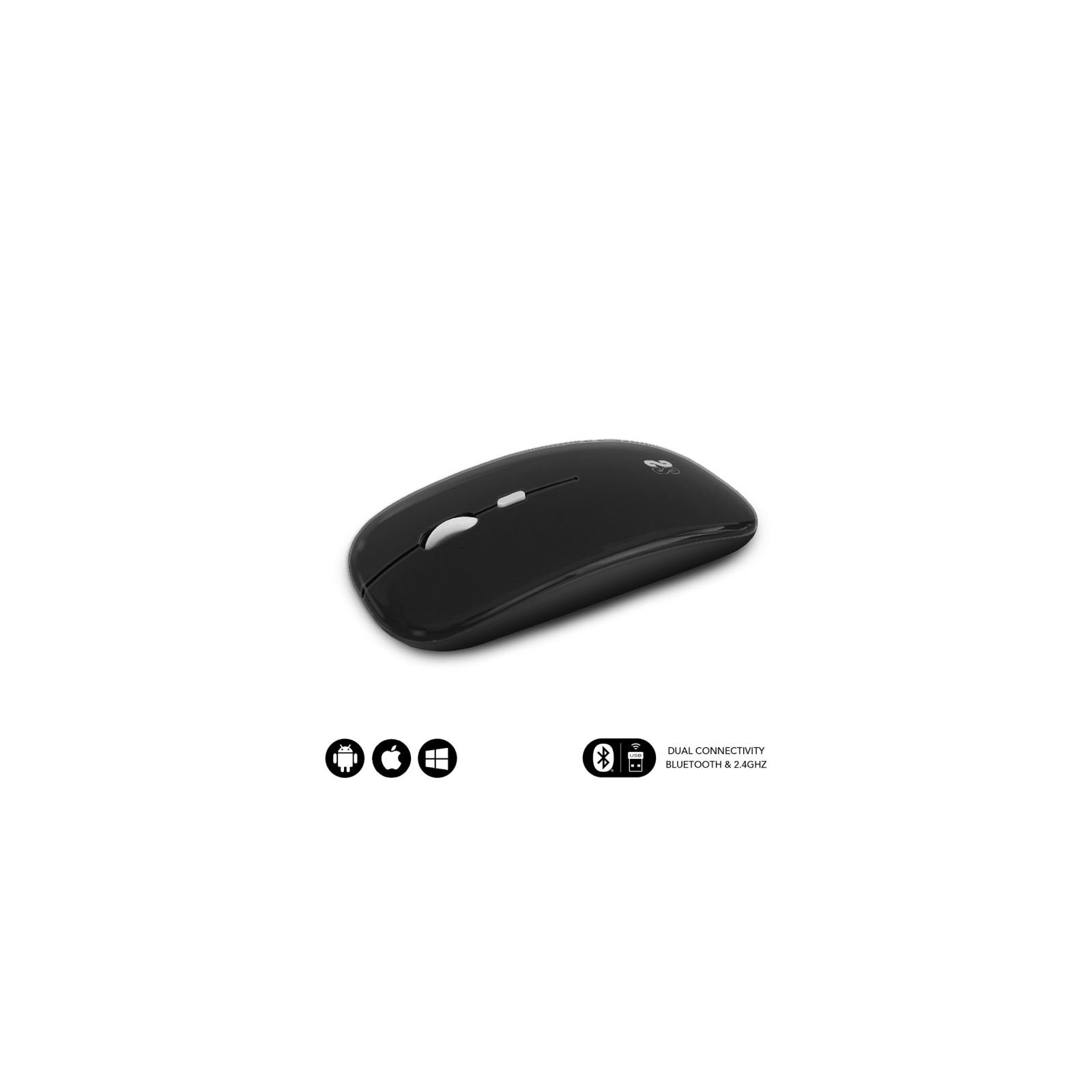 RATON SUBBLIM DUAL FLAT MOUSE BLACK RECHARGEABLE