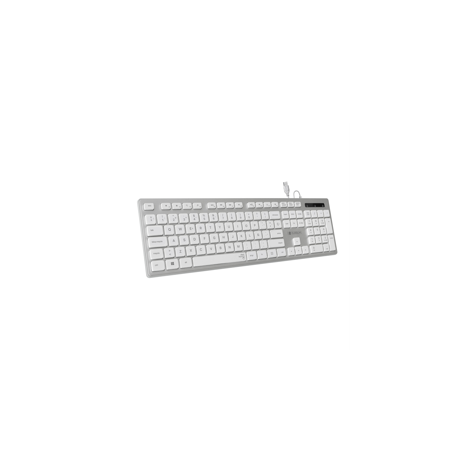 TECLADO USB SUBBLIM WIRED ERGO KEYS SILENT FLAT HQ SILVER USB