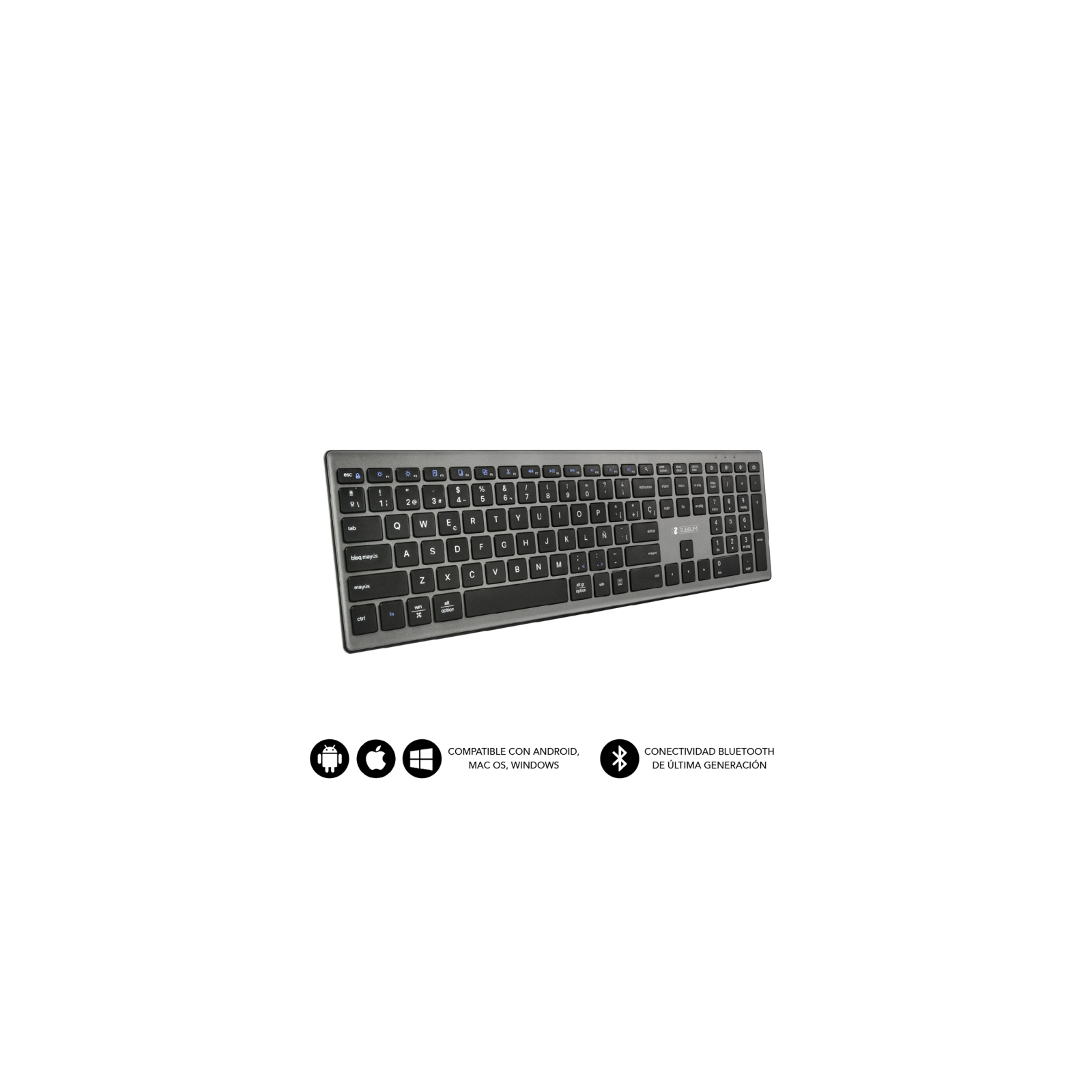 TECLADO SUBBLIM KEYBOARD BLUETOOTH PURE EXTENDED GREY