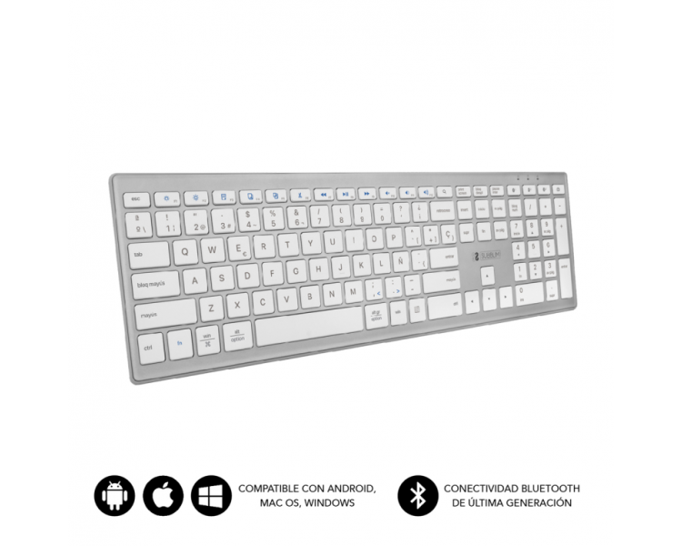 TECLADO SUBBLIM KEYBOARD BLUETOOTH PURE EXTENDED SILVER