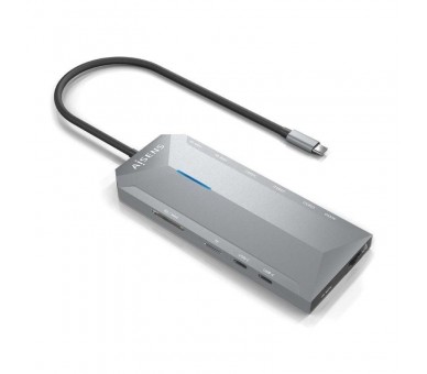 pAISENS USB C DOCK 12 EN 1 USB C A 2xHDMI 1XRJ45 3xUSB A 2xUSB C 1xUSB C PD 1xAUDIO 1xSD 1xMICRO SD GRIS 15CMbrul libDescripcio