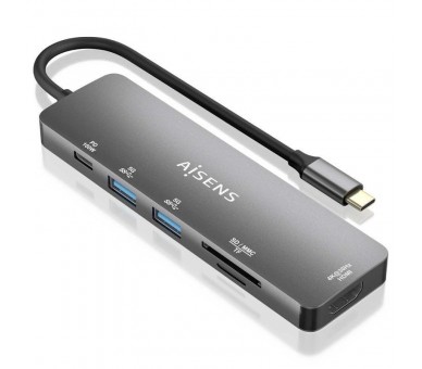 h2AISENS USB C DOCK 6 EN 1 USB C A 1xHDMI 2xUSB A 1xUSB C PD 100W 1xSD 1xMICRO SD GRIS 15CM h2pbDescripcion b ppulliConversor U