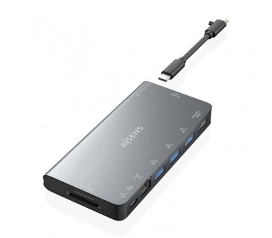 pul libAISENS USB C DOCK 8 EN 1 USB C A 1xHDMI 1xRJ45 3xUSB A 1xUSB C DATOSPD 1xSD 1xMICRO SD GRIS 10CM b li libDescripcion b l