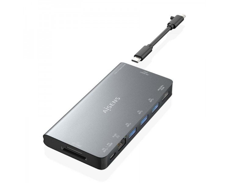 pul libAISENS USB C DOCK 8 EN 1 USB C A 1xHDMI 1xRJ45 3xUSB A 1xUSB C DATOSPD 1xSD 1xMICRO SD GRIS 10CM b li libDescripcion b l