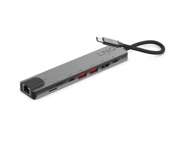 h2Hub multipuerto 8 en 1 Pro USB C de 10 Gbps con HDMI 4K Ethernet y lector de tarjetas h2pConcentrador multipuerto profesional