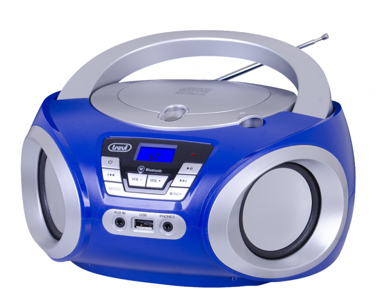 BOOMBOX ESTEREO PORTaTIL CD BLUETOOTH USB AUX IN TREVI CMP 544 BT AZUL