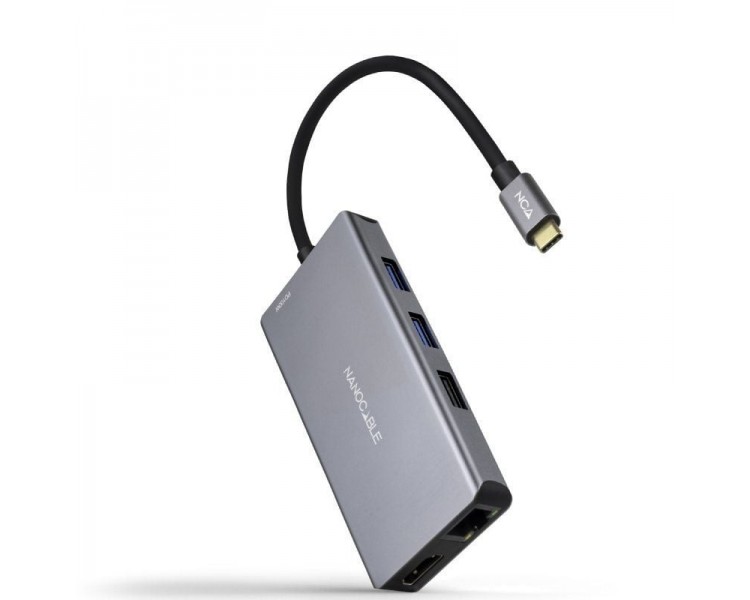 h2HUB USB C 9 en 1 Conversor USB C a 3 x USB A 2 x HDMI RJ45 TF SD USB C PD 100W Aluminio 15 cm Gris h2divHub USB C USB30br div