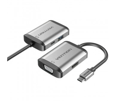 h2Conversor USB tipo C a HDMI VGA USB30 PD 015 M tipo de metal gris h2divh2Conectese a un televisor de pantalla grande h2pInter